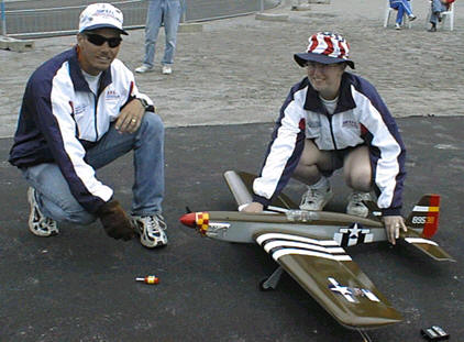 Todd Lee and wife from USA preparing for practice 
flight. OS46SF