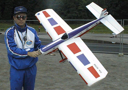 Alberto Maggi from Italy The original model with OS90-4C.Very constant speed flight. 14*6 prop, very thick wing.